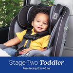 Chicco Fit4 4-in-1 Convertible Car Seat, Rear-Facing Seat for Infants 4-40 lbs., Forward-Facing Car Seat 25-65 lbs., Booster 40-100 lbs. | Element/Black