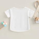 JLKGICF Unisex Baby Crew Neck T-Shirts Boy Girl Basic Short Sleeve Solid Color Cotton Tees Top Blouse Toddler Casual Shirts (Beige White,12-18 Months)