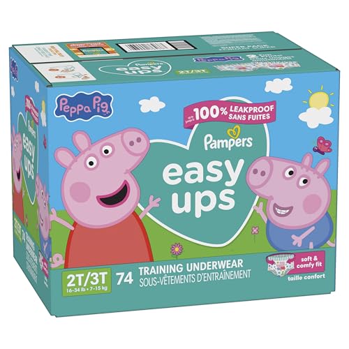 Pampers Training Pants - Easy Ups Girls & Boys - Size 2T-3T, 74 Count, Peppa Pig Potty Underwear (Packaging May Vary)