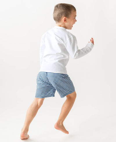RUGGEDBUTTS Boys Classic Gingham Swim Trunks - UPF 50+ Sun Protection Fashion Swim Trunks