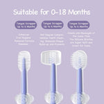 PandaEar 3 Pack Silicone Toddler Toothbrushes 0 to 18 Months, Baby Tongue Cleaner + U-Shaped ToothScrubber + First Toothbrush Teething, Gum Oral Cleaner