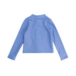 RuffleButts UPF50+ Sun Protective Unisex Long Sleeve Full Zip Rash Guard - Periwinkle Blue, 18-24m