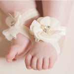 Toptim Baby Girl's Barefoot Sandals Flower for Newborn Toddlers (0-3T) (10 Colors)