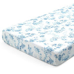 Delta Children Fitted Crib Sheets for Girls and Boys - 100% Organic Cotton Crib Sheet for Standard Crib and Toddler Mattresses - 28x52 Inch - GOTS Certified (Pack of 3), Blue Botanicals