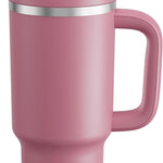 40 oz Tumbler with Handle and Straw: Stainless Steel Insulated Tumbler Keeps Cold for 24 Hours, Leakproof Travel Cup Fits in Cup Holder and BPA-Free, Cotton Candy