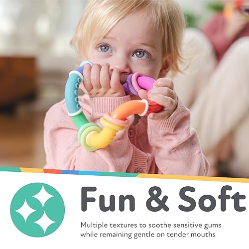 Nuby Twist-a-Ring Rattle Teether Toy for Babies - Toy for Baby Teething Relief - 6+ Months
