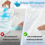 HYLEORY Queen Size Waterproof Mattress Pad Protector, Breathable Quilted Mattress Cover Noiseless Waterproof Fitted Sheet Mattress Topper Upto 21" Deep Pocket, White