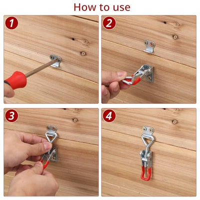 Hicarer 36 Pcs Toggle Latch Clamp Adjustable 330 Lbs Holding Capacity Pull Latch 4001 Heavy Duty Latch Lock Metal Door Latches Sturdy Latches Hardware for Smoker Lid Tool Box(Red, No Lock Hole)