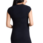 Motherhood Maternity Women's Raglan Sleeve Rib Knit Midi Pregnancy Bodycon Dress, Black, Medium