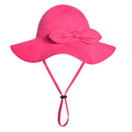 Baby Girl Sun Hat with UPF 50+ Outdoor Adjustable Beach Hat with Wide Brim Bucket Hats (12-24 Months, Rose-red)