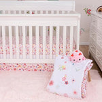 Sammy & Lou Floral Sprinkles 4-Piece Baby Nursery Crib Bedding Set for Girls, Includes Quilt, Fitted Crib Sheet, Crib Skirt, and Plush Toy