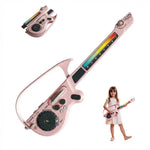 Stringless Guitar, Multi-Functional Electronic Guitar Toy Set, Musical Toy with Music and Lights, Children's Music Trainer, Toddler Instrument, Boys, Preschool Educational Toy Gift (Pink)