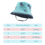 XIAOHAWANG Baby Sun Hat Boys Girls Toddler Summer Bucket Outdoor Child Beach Caps UPF 50+ (Octopus-3, 46cm(3-6 Months))