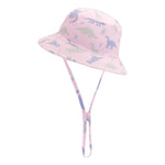 XIAOHAWANG Baby Boy Bucket Toddler Kids Sun Hat UPF 50+ Wide Brim Outdoor Beach Caps Play hat(Pink Purple Dino,48cm(6-12 Months))