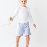 RUGGEDBUTTS Boys UPF50+ Sun Protection Seersucker Swim Trunks - Periwinkle Blue Seersucker, 6-12m