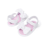 Miamooi Infant Baby Girls Boys Sandals Summer Bowknot Crib Shoes Toddler Pu Leather Flower Soft Rubber Sole Dress Flats First Walker Shoes