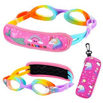 RUIGAO Kids Goggles, Toddler Goggles3/4/5/6 Years Old, Rainbow Mermaid Unicorn Goggles for Kid/Child/Youth Swimming