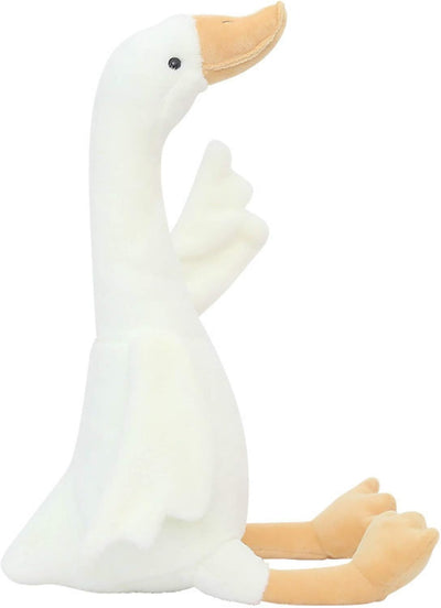 Plush toy goose on a white background