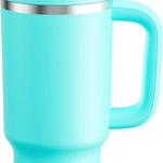 40 oz Tumbler with Handle and Straw: Stainless Steel Insulated Tumbler Keeps Cold for 24 Hours, Leakproof Travel Cup Fits in Cup Holder and BPA-Free, Cotton Candy