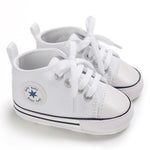 KKIIDDSS Unisex Baby Girls Boys Canvas High-top Shoes, Newborn Infant Anti-Slip Soft Sole Frist Walking Sneakers (A01/White,6-12 Months