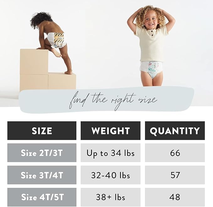 The Honest Company Clean Conscious Training Pants for Sensitive Skin, Hypoallergenic, Fragrance-Free, Magical Moments Butterfly Kisses, Size 4T/5T (38 lbs), 48 Count