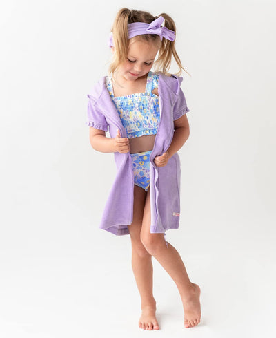 RuffleButts Terry Full-Zip Cover Up - Lavender - 3T