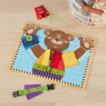Melissa & Doug Basic Skills Puzzle Board - Wooden Educational Toy Learn to Button Busy Board, Activity for Fine Motor Skills, Developmental Toy for Toddlers Ages 3+
