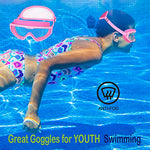HYDROCOMFY Kids Goggles Swimming 4-7, Childrens Swimming Goggles, Pink Mermaid/Unicorn Swimming Goggles For Kids/Toddlers/Youth