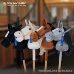 ROCK MY BABY Hobby Horse Plush Stuffed Stick Horse with Award Ribbon for Boys and Girls 3+ Fun Toys for Pretend Play (Golden Brown) CPC Certified