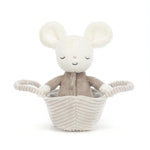 Jellycat Rock-a-Bye Mouse with Basket Stuffed Animal, 8 inches - Mouse Plush Toy - Classic Children's Gift