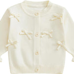 Infant Baby Girl Cardigan Sweaters Toddler Floral Embroidery Button Up Knit Tops Fall Winter Knitwear Clothes