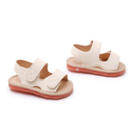 WILLFUN Baby Boys Girls Summer Squeaky Sandals Infant Premium Rubber Sole Open-Toe Non-Slip Shoes for Toddler First Walkers,Beige