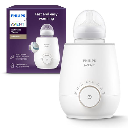Philips Avent bottle warmer with packaging on a white background