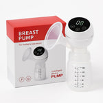 Breast pump with digital display and measurement markings on a white background