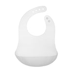 Olababy Fold N Go Silicone Baby Bib w Travel Case | Soft, Lightweight, Waterproof Bibs for Infants & Toddlers | BPA Free (1 Bib + 1 Travel Case, Pearl)