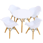 Costzon Kids Table and Chair Set, Mid-Century Modern Style Table Set Round Table with Armchairs for Toddler Children, Kids Dining Table and Chair Set (White, Table & 4 Chairs)