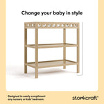 Storkcraft Morningside Changing Table (Driftwood) – GREENGUARD Gold Certified Baby Changing Table, Includes Waterproof Diaper Changing Pad, Easy 30-Minute Assembly, 2 Open Shelves for Storage