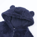 Infant Polar Fleece Puffer Soft Lined Onesie Outwear Warm Hooded Romper for 6-9 Month Baby Toddler Navy