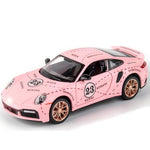 Toy Cars for Kids Age 3-8, Turbo S Alloy Diecast Model Car with Light & Sound, Toy Gifts with Display Base, Pull Back Sports RC Car Toys for Boys & Girls Pink