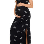 Smallshow Women's Split Long Maternity Dress Sleeveness Ruched Pregnancy Clothes Medium SVP121
