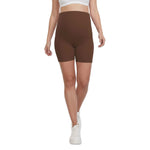 Motherhood Maternity Women's Over The Belly Ribbed Biker Pregnancy Workout Shorts, Potting Soil, Medium
