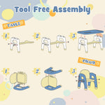 Costzon Kids Table and Chairs, Montessori Play Toddler Activity Table Set w/Storage Shelf and Building Blocks for Preschool & Kindergarten, Cute Dinosau Shape Toddler Desk Set (Easy to Clean)