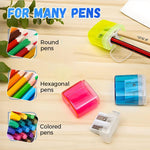 Pencil Sharpeners, Handheld Pencil Pharpener with Lid, 2 Holes Mini Compact Colored Pencil Sharpener Manual for Classroom, Back to School, Home & Office, Sacapuntas de lapiz (Pink 2PCS)