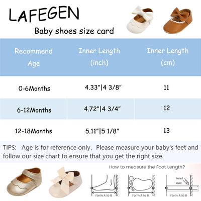 LAFEGEN Baby Girls Mary Jane Flats with Bownot Non Slip Soft Sole PU Leather Newborn Infant Toddler First Walker Cirb Dress Shoes, 0-6 Months Infant, 10 Ivory