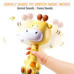 WHNKFB Baby Rattle Musical Toy, Light-Up Teething & Chew Sensory Toy for 6-12-18 Months, BPA-Free Soft Rubber & ABS, Soothing Toy for Baby Girl & Boy, Perfect Gift for 1+ Year Old (Giraffe)