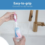Dr. Brown’s Clean Steam Baby Bottle and Pacifier Sterilizer and Dryer, Anti-Colic Options+ Baby Bottles 8 oz, 0m+ Level 1 Nipple, 4 Pack, and Reusable Sponge Bottle Cleaning Brush Set Pink, 3-Pack