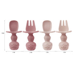 PandaEar 2 Pack Toddler Divided Suction Plates with 2 Spoons 2 Forks for Babies | Silicone Baby Led Weaning Supplies Self Feeding Eating Utensils | BPA-Free Silicone Baby Feeding Set -Pink