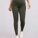 Motherhood Maternity Women's Over The Belly Workout Activewear Pregnancy Leggings with Pockets, Deep Depths, X-Large