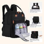 BabbleRoo Extra Large Diaper Bag Backpack, Expandable Baby Bag with Up to 50% More Capacity - Travel Essentials Baby Bag Tote with Changing Pad, Stroller Straps & Pacifier Case - Unisex, Black
