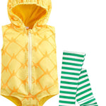 VISGOGO Baby Halloween Costumes Toddler Infant Boy Girl Avocado Pineapple Outfits Hooded Romper Jumpsuit Legging